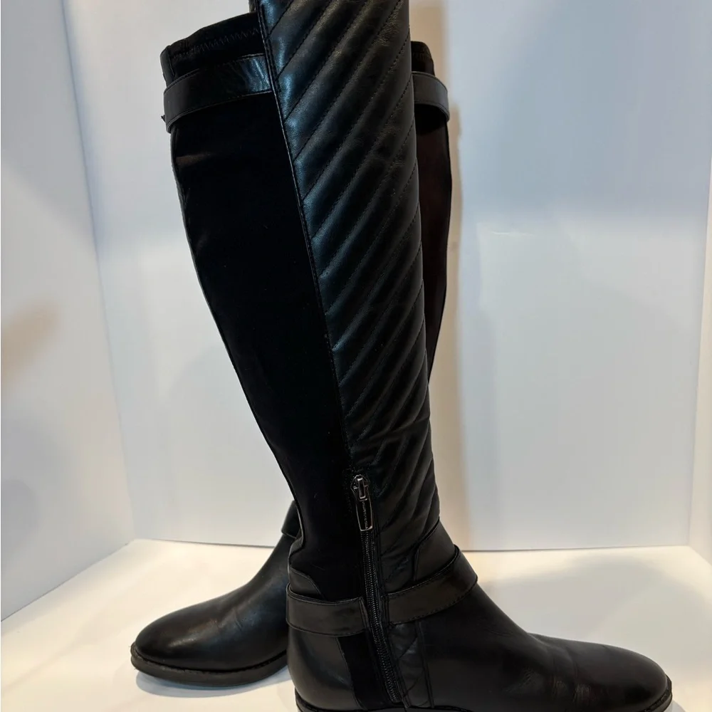 Vince Camuto Black Over the Knee Boots Quilted Design